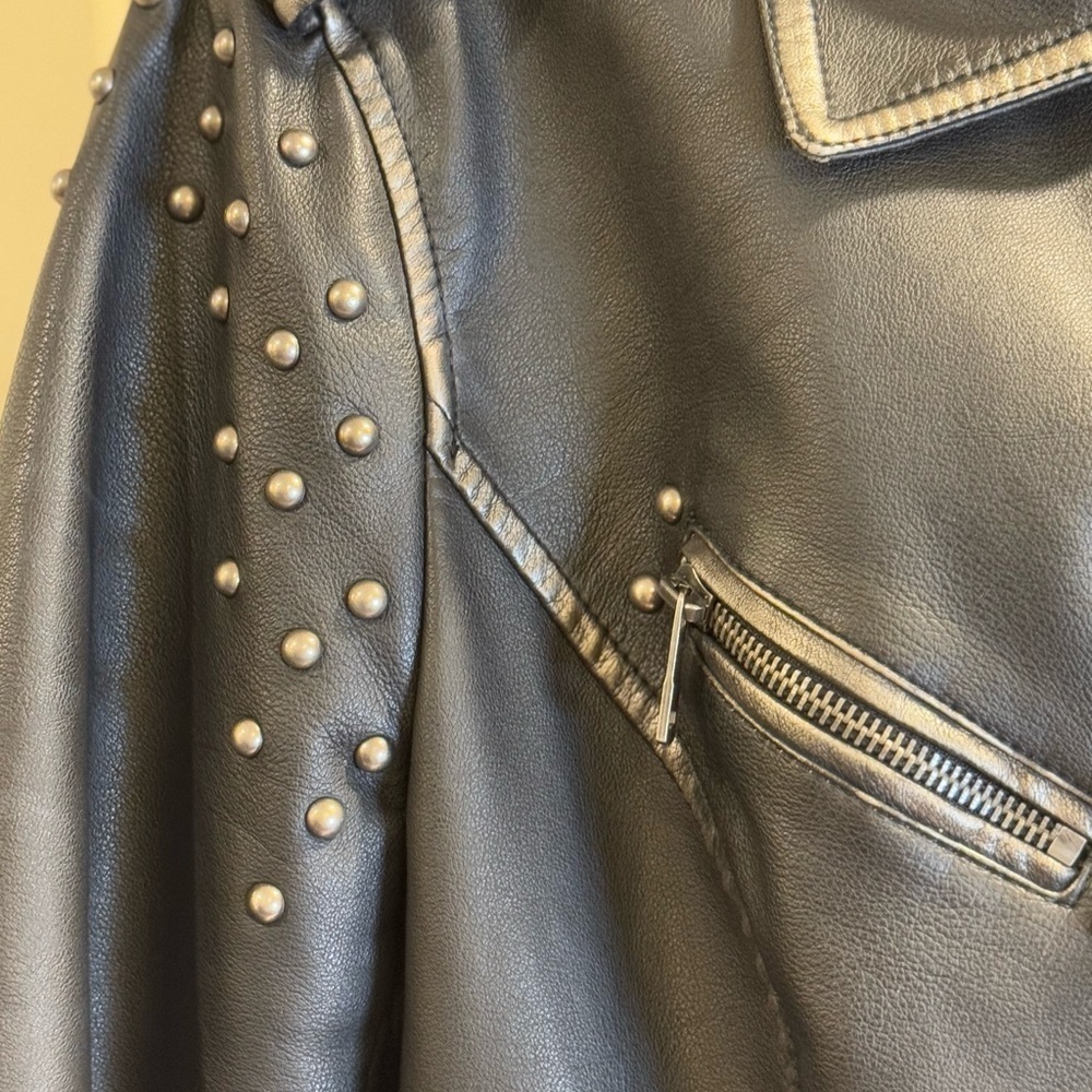 T Coalition Faux Leather Studded Moto Jacket Women - Picture 8 of 9